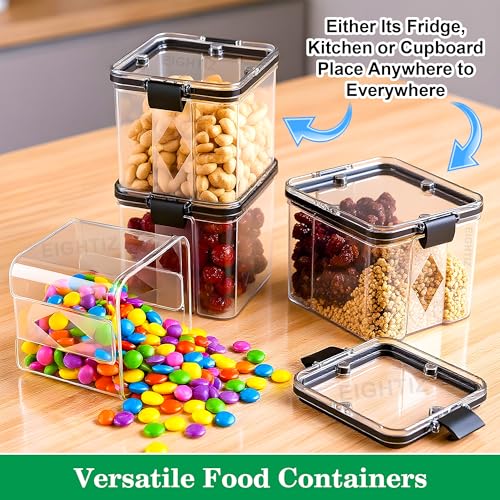 Eightiz (Pack of 4 Fridge Storage Containers Plastic Boxes with Airtight Lids,Freezer Safe,Refrigerator Organizer for Vegetables, Fruits, Kitchen organization accessories (700 ml,Transparent) - Image 3
