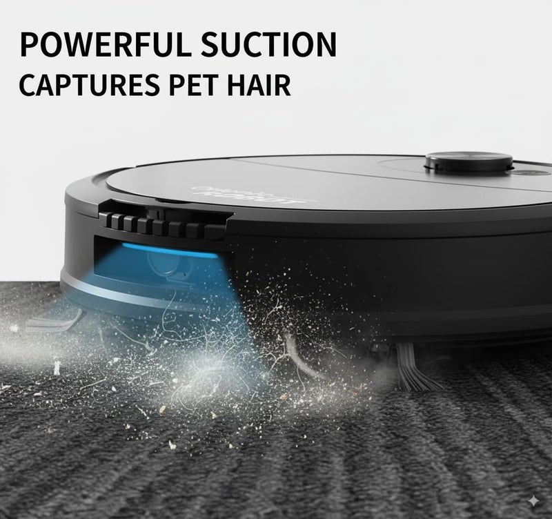 Orlenic Mini Cleaning Robot Automatic Vacuum Cleaner 3-in-1 Sweeping Robot, Ultra-Thin Silent Floor Cleaner for Pet Hair, Hard Floors, Carpets, Lightweight USB Rechargeable Robotic Mop and Sweeper - Image 2