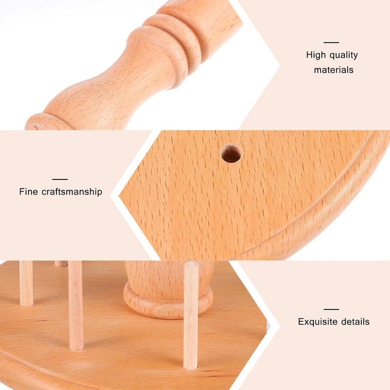 DRESSOOS 8-Spool Beech Wood Thread Holder Sewing and Embroidery Thread Organizer Rack for Craft Storage and Embroidery Tool Use - Image 4