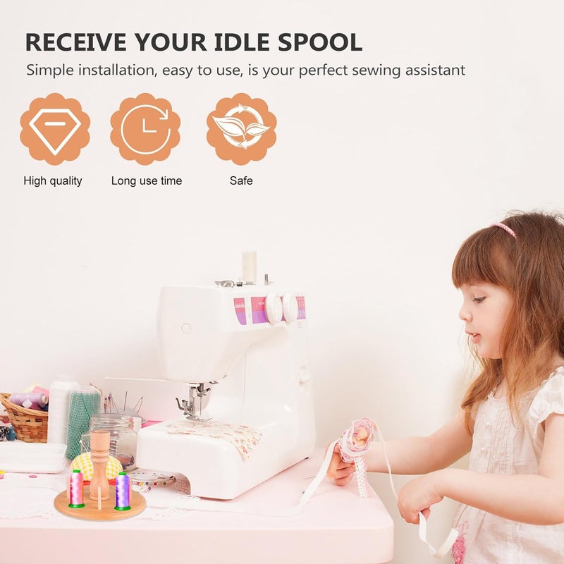 DRESSOOS 8-Spool Beech Wood Thread Holder Sewing and Embroidery Thread Organizer Rack for Craft Storage and Embroidery Tool Use - Image 5