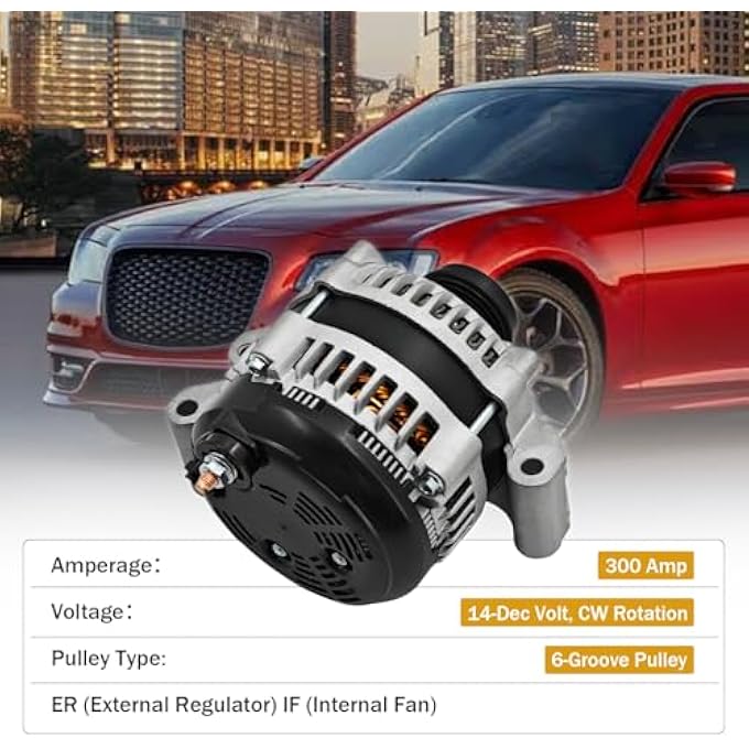 HonHuCo 04801779AG High Output 300 Amp 14V Alternator for Chrysler 300 Dodge Chalenger Charger Jeep 2011-2023 3.6L - Image 4