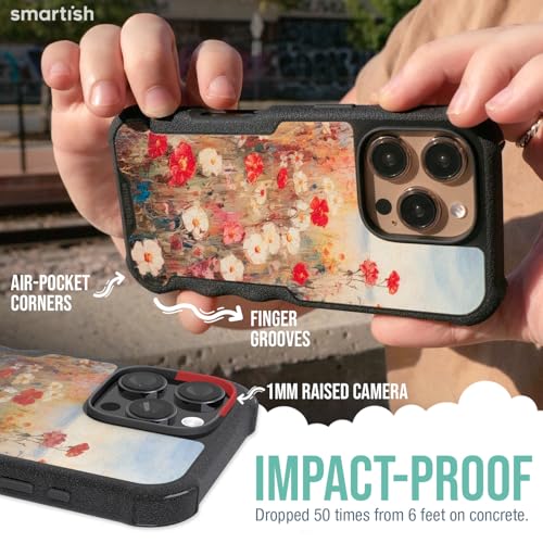 Smartish® iPhone 16 Pro Max Protective Magnetic Case - Gripzilla Compatible with MagSafe [Rugged + Tough] Heavy Duty Armor Cover Drop Tested Protection for Apple iPhone 16 Pro Max - Wildflower Fields - Image 4