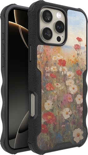 Smartish® iPhone 16 Pro Max Protective Magnetic Case - Gripzilla Compatible with MagSafe [Rugged + Tough] Heavy Duty Armor Cover Drop Tested Protection for Apple iPhone 16 Pro Max - Wildflower Fields - Image 1