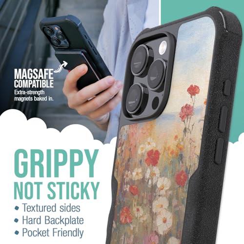 Smartish® iPhone 16 Pro Max Protective Magnetic Case - Gripzilla Compatible with MagSafe [Rugged + Tough] Heavy Duty Armor Cover Drop Tested Protection for Apple iPhone 16 Pro Max - Wildflower Fields - Image 2