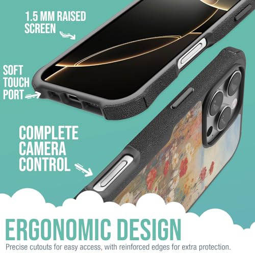 Smartish® iPhone 16 Pro Max Protective Magnetic Case - Gripzilla Compatible with MagSafe [Rugged + Tough] Heavy Duty Armor Cover Drop Tested Protection for Apple iPhone 16 Pro Max - Wildflower Fields - Image 3