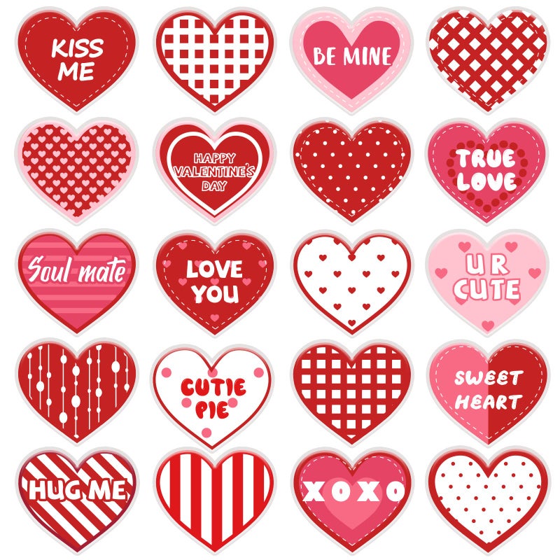 20PCS Valentines Day Thick Gel Clings HeartShaped Gel Clings Decals Valentines Day Party Anniversary Wedding Party Home Office Supplies Decoration Removable and Reusable