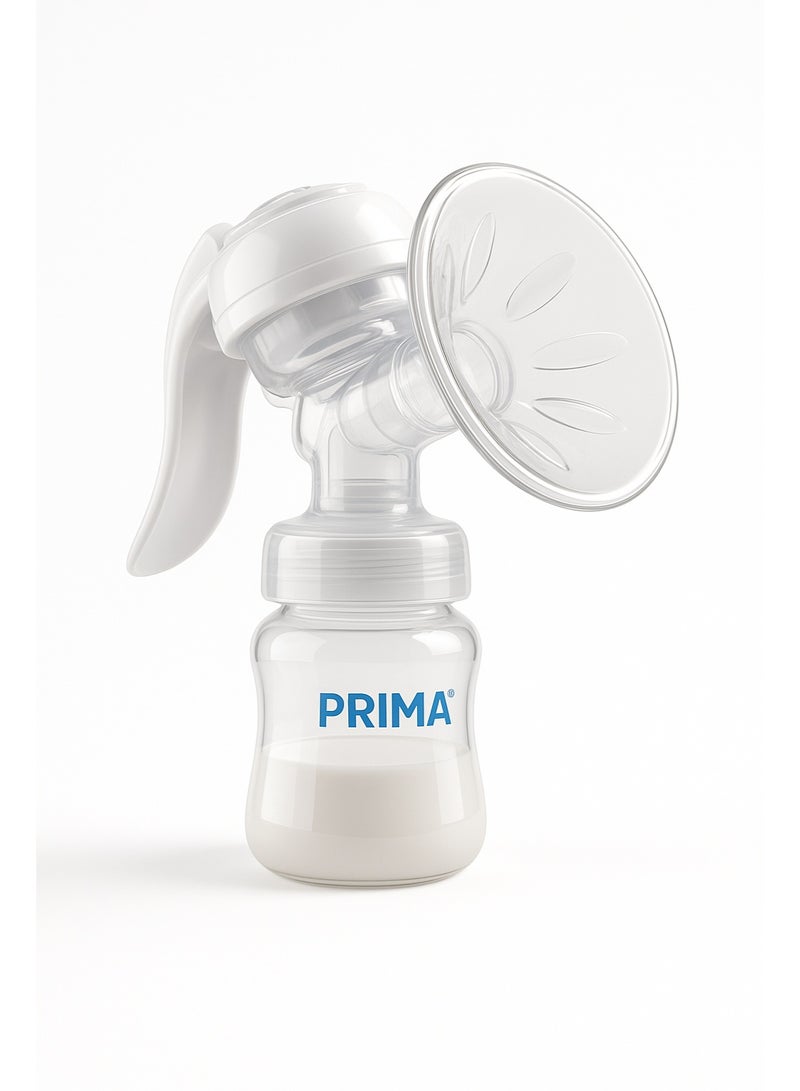 بريما شفاط صدر يدوي من PRIMA – سهل الاستخدام ومريح يساعدك في تخزين الحليب الطبيعي لطفلك في أي وقت خفيف الوزن وسهل الحمل في البيت أو السفر - Image 1
