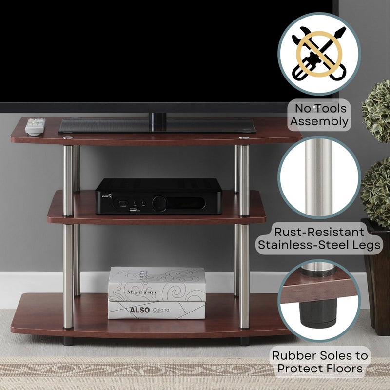 Convenience Concepts Designs2Go No Tools 3-Tier TV Stand 31.5" - Entertainment Center for TVs up to 37 Inches, Modern TV Console with Shelves for Living Room, Family Room, Cherry - Image 4