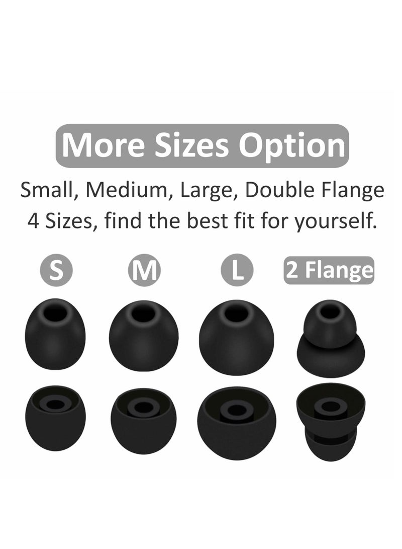 KASTWAVE 8 Pairs Powerbeats Pro Ear Tips Buds, 4 Size Replacement Soft Flexible Fit in Case Noise Reduce Silicone Rubber Gel Earbuds Eartips Wing Skin Accessories Compatible with Beats Flex/BeatsX - Black - Image 4