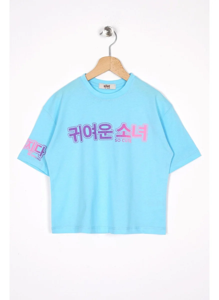 Zepkids Printed Light Blue Color Girls T-shirt