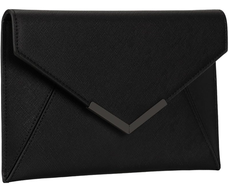 DEXMAY DM Dexmay Women Envelope Clutch Handbag Medium Saffiano Leather Foldover Clutch Purse Black - Image 2