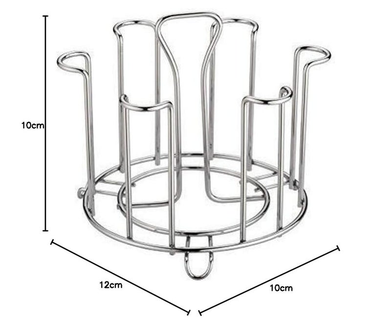 2HEET HEET Stainless Steel Glass Stand Tumbler Holder for Kitchen Dining Table Glass Rack for HomeOffice for 6 Glasses Chrome Finish Lotus Design  - Image 3