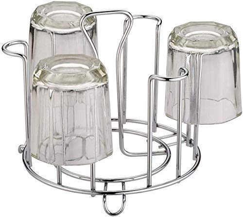 2HEET HEET Stainless Steel Glass Stand Tumbler Holder for Kitchen Dining Table Glass Rack for HomeOffice for 6 Glasses Chrome Finish Lotus Design  - Image 2