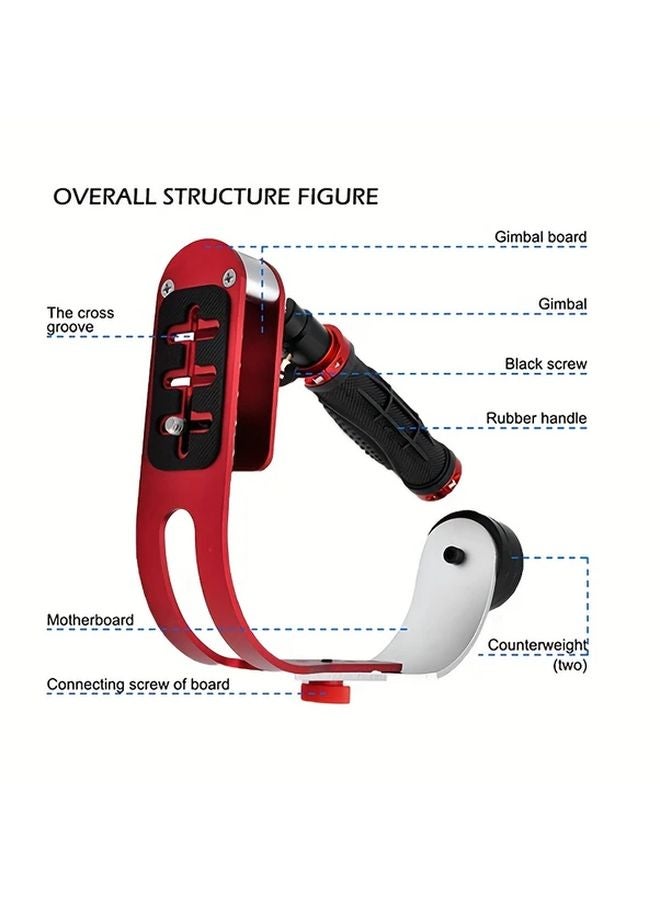 مقبض فيديو محمول باللون الأحمر مثبت الكاميرا من سبائك الألومنيوم ذراع توازن قابل للتعديل - Image 5