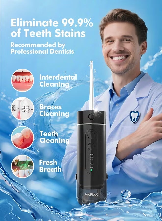 WAFLOO Water Flosser Travel Mini Cordless Portable: 5 Modes Water Dental Floss with Telescopic Water Tank, 4 Tips, IPX7 Waterproof Oral Irrigator for Teeth Cleaning, Orthodontic, Braces Dental Care - Image 2