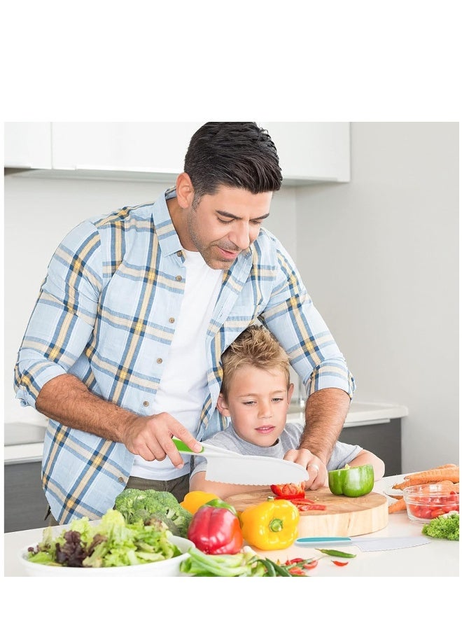 Wooden Kids Kitchen Knife, 17 Pieces Kids Knife Montessori Toy Set, Include Wood Kids Safe Knife, Serrated Edges Plastic Toddler Knife, Crinkle Cutter, Sandwich Cutter, Y Peeler, Cutting Board - Image 5