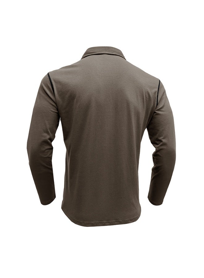 general Men's Casual Polo Shirts Classic Long Sleeve Basic Button T-Shirt Lightweight Cotton Golf Tops with Pocket - Image 2