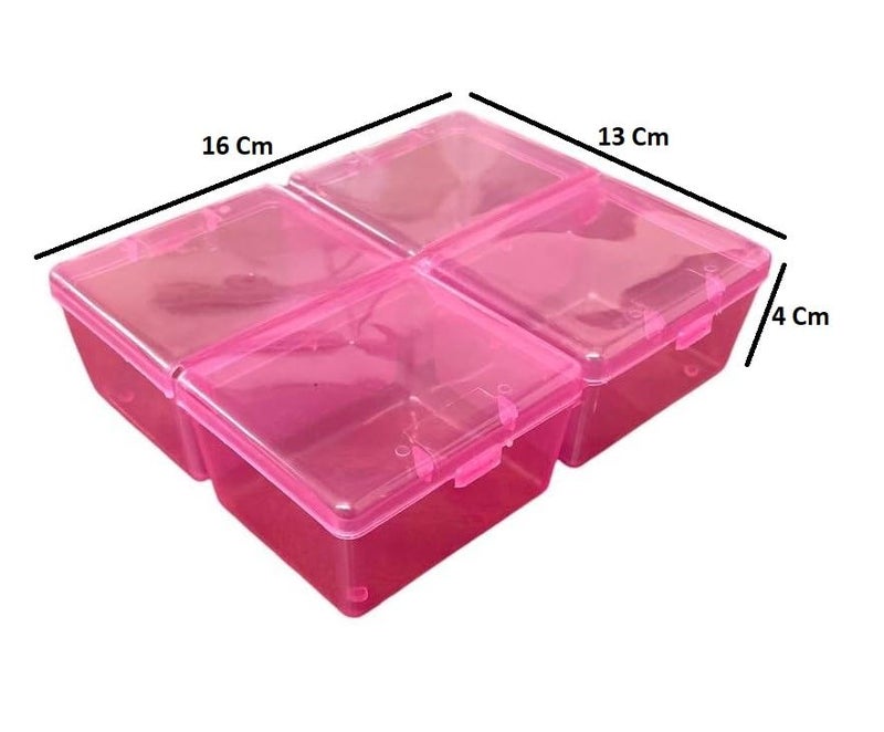 c s m C.S.M CSM Plastic Compartment Storage Box with Individual Lids(4IN1-4) 4 Compartments, Rectangular, Multicolor, Pack of 4 - Image 4