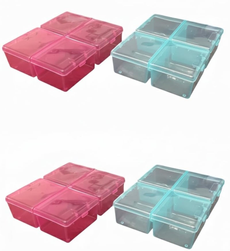 c s m C.S.M CSM Plastic Compartment Storage Box with Individual Lids(4IN1-4) 4 Compartments, Rectangular, Multicolor, Pack of 4 - Image 1