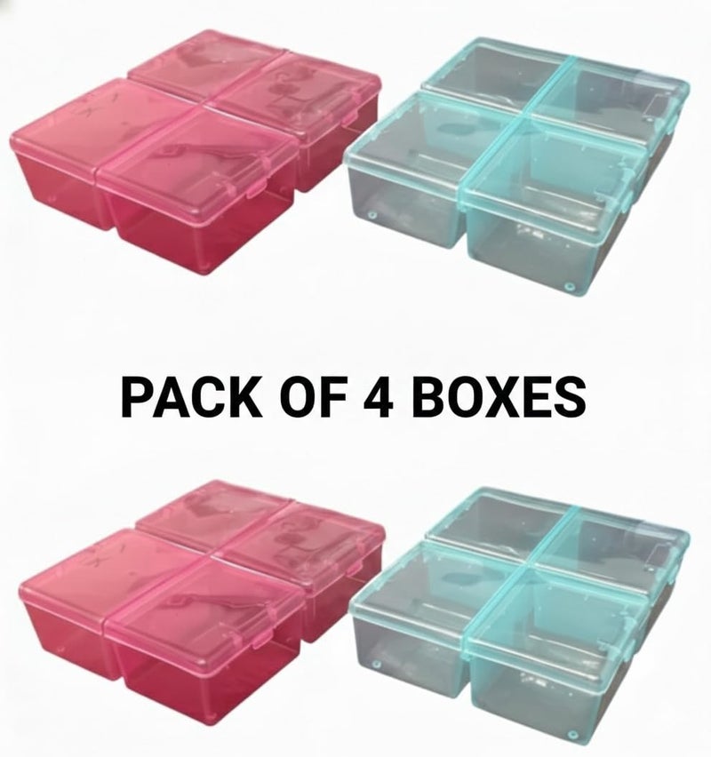 c s m C.S.M CSM Plastic Compartment Storage Box with Individual Lids(4IN1-4) 4 Compartments, Rectangular, Multicolor, Pack of 4 - Image 5