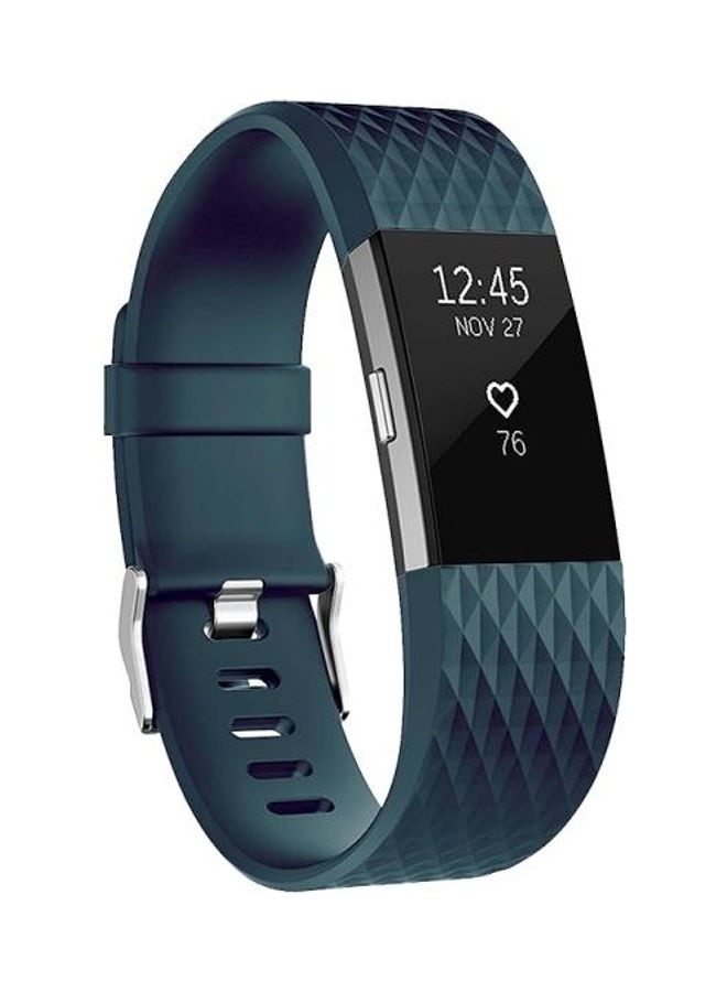 BGM Diamond Pattern Adjustable Sport Wrist Strap For Fitbit Charge 2- Large Navy Blue - Image 1