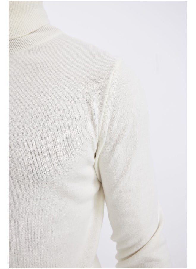 DeFacto Man Tricot Slim Fit Turtle Neck Long Sleeve Pullover  - Image 3
