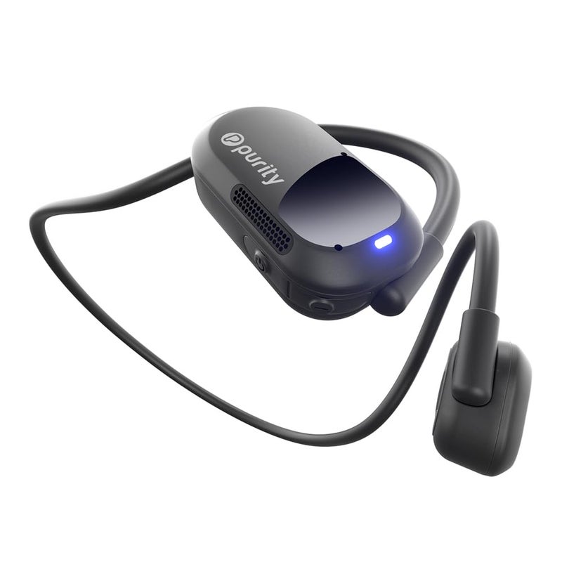 Purity Air Open Ear Headphones - True Air Conduction Wireless Bluetooth Open Ear Earbuds with Dual Mic for iPhone/Android - Secured Long Wearing Comfort, Sports Sweat Resistant (Black/Black) - Image 1