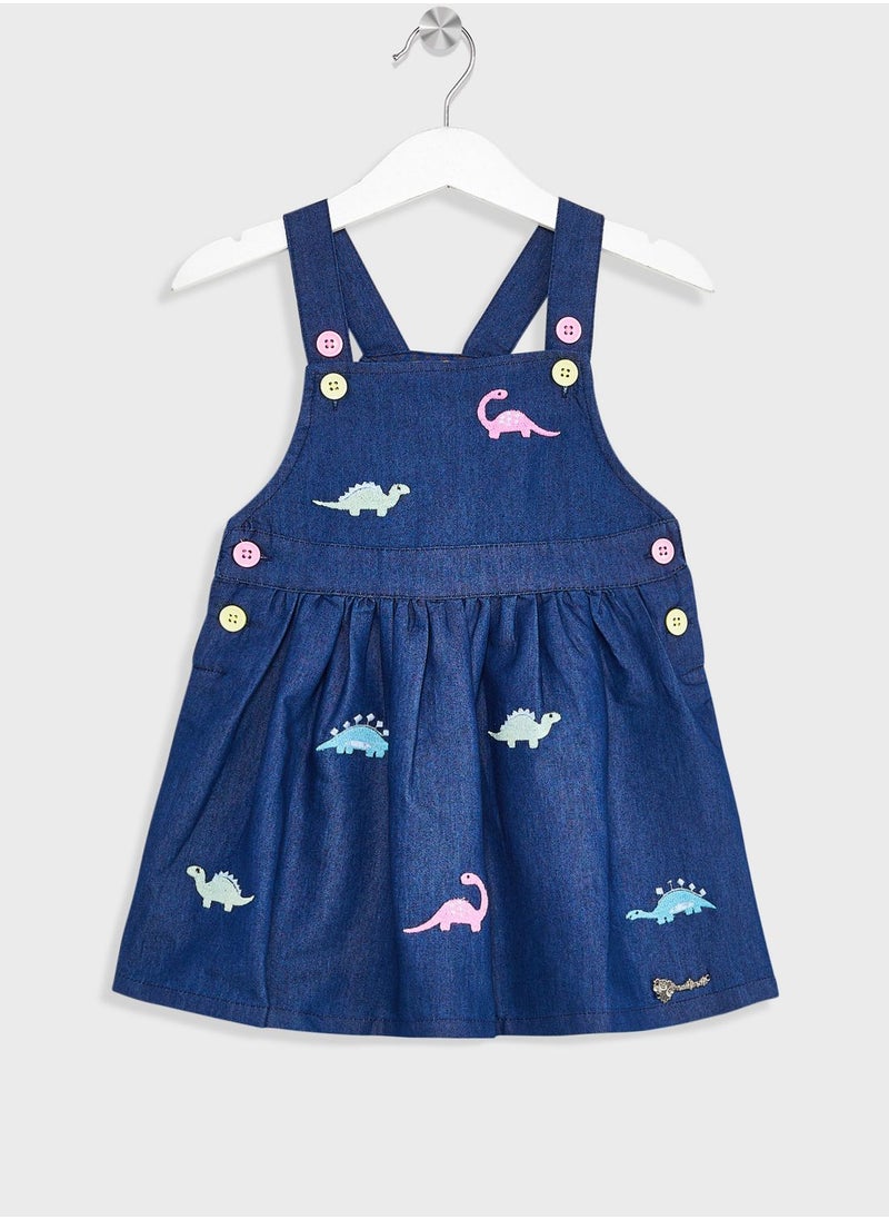 Nautinati - Nauti Nati Girls Conversational Embroidered Denim Pinafore Dress - Image 1