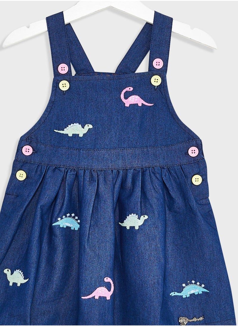 Nautinati - Nauti Nati Girls Conversational Embroidered Denim Pinafore Dress - Image 1