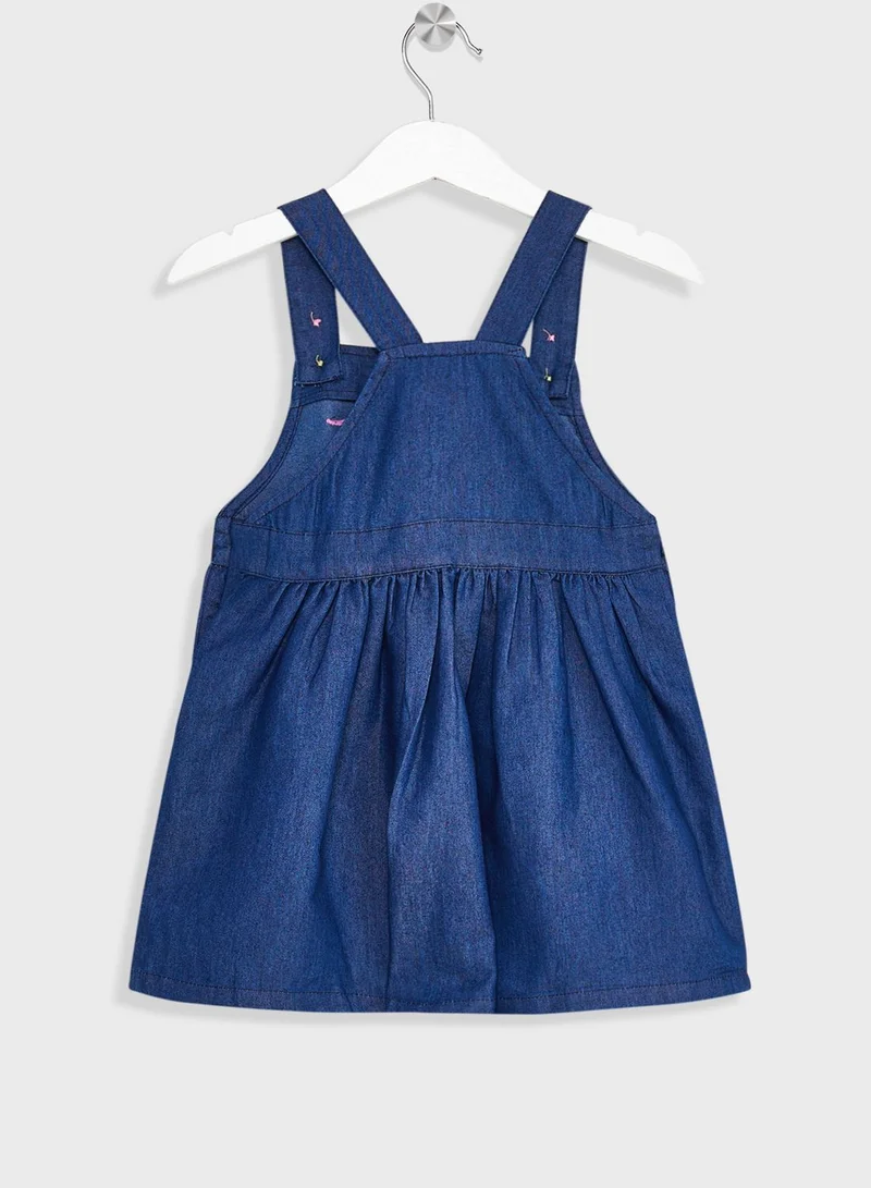 Nautinati Nauti Nati Girls Conversational Embroidered Denim Pinafore Dress