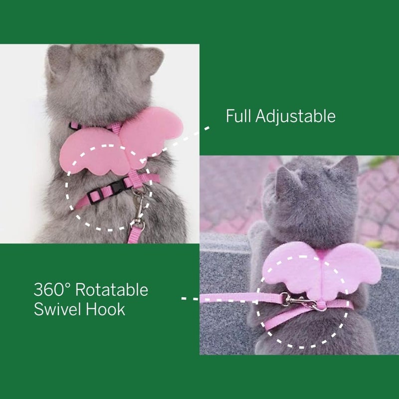 Healing Leaf 's Cat's Soft Wing Harness with Leash, Escape Proof, Ultra-Light Weight, Aesthetic Design Comfort Fit for Pet Kitten Puppy Rabbit Small Dog (Blue) - Image 3
