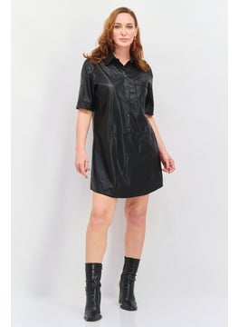 Black Tape Women Solid Mini Dress, Black  - Image 3