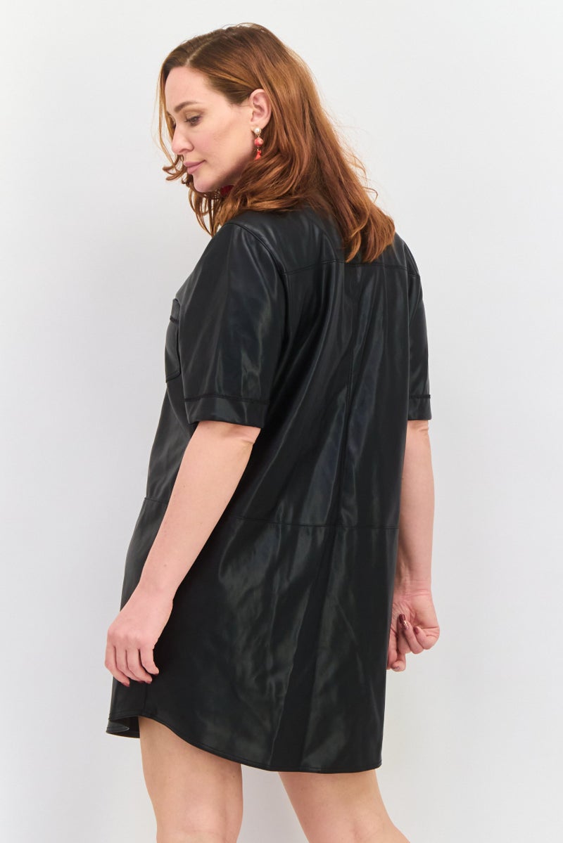 Black Tape Women Solid Mini Dress, Black  - Image 2