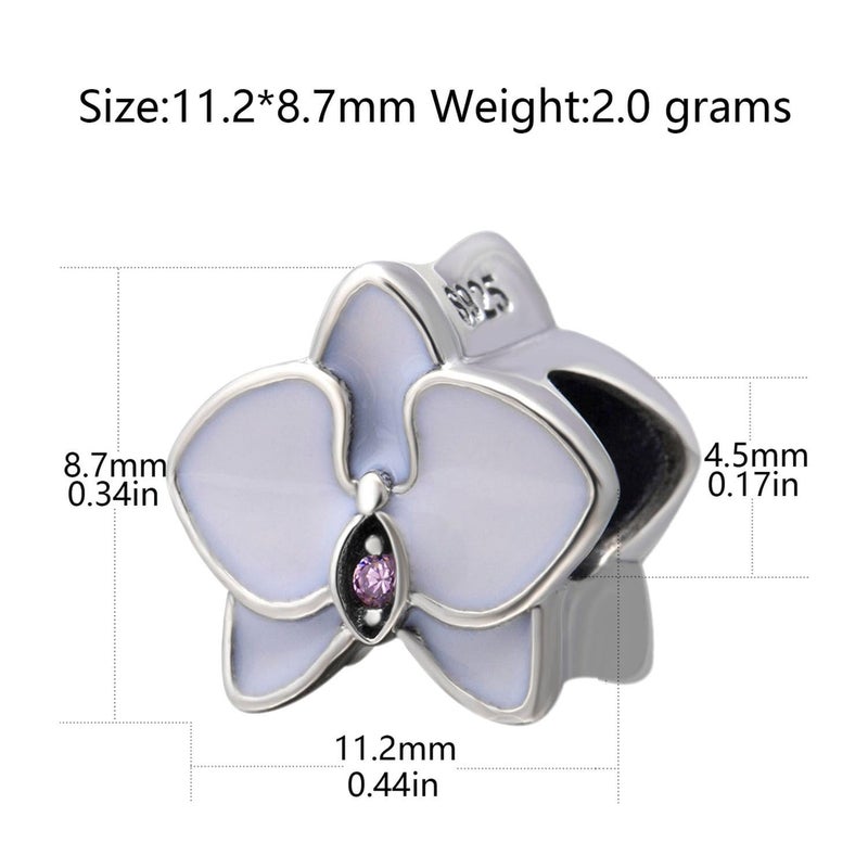 LAMOONY Flower Charm 925 Sterling Silver Orchid Charm Flower Pendant Orchid bead for Pandora Charms Bracelet-Gift for Anniversary Birthday Christmas Day - Image 2