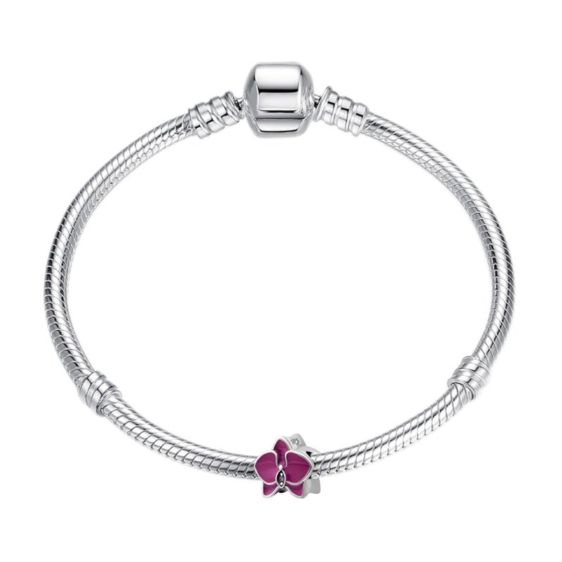 LAMOONY Flower Charm 925 Sterling Silver Orchid Charm Flower Pendant Orchid bead for Pandora Charms Bracelet-Gift for Anniversary Birthday Christmas Day - Image 5