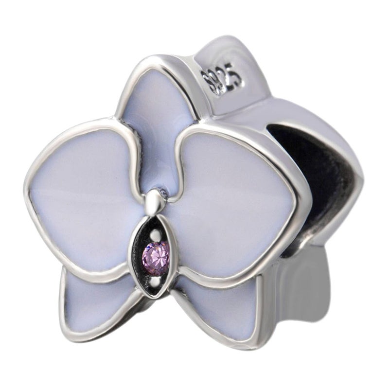 LAMOONY Flower Charm 925 Sterling Silver Orchid Charm Flower Pendant Orchid bead for Pandora Charms Bracelet-Gift for Anniversary Birthday Christmas Day - Image 1