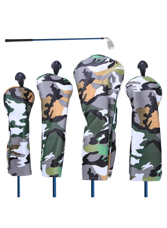 Thoraya - 4PCS PU Leather Camouflage Waterproof Thicken Lining Golf Putter Head Cover Wooden Club Headcovers AccessoryCamouflage Green - Image 1