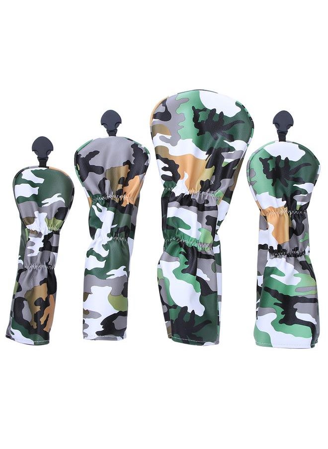 Thoraya - 4PCS PU Leather Camouflage Waterproof Thicken Lining Golf Putter Head Cover Wooden Club Headcovers AccessoryCamouflage Green - Image 1