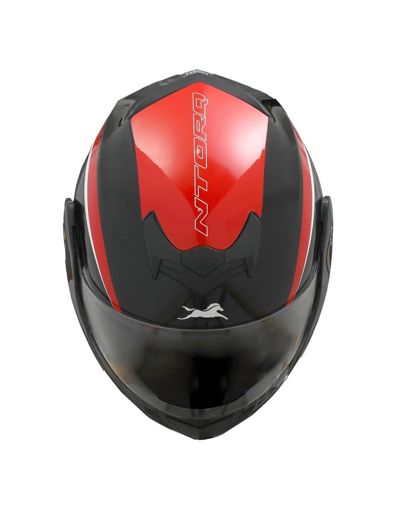TVS Ntorq Full Face, Flip Up Helmet with ABS Shell, ISI Certified, Scratch and UV Resistant Visor, Red-Black - Image 4