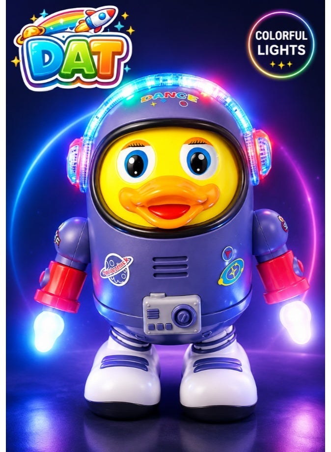 DAT Space Duck Dancing Robot Toy with LED Lights & Music, Swing Arms & Foot Movement, 18.6CM, Purple - Image 1