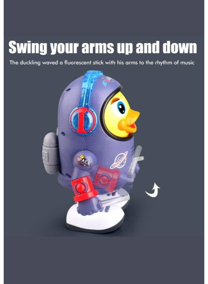 DAT Space Duck Dancing Robot Toy with LED Lights & Music, Swing Arms & Foot Movement, 18.6CM, Purple - Image 2