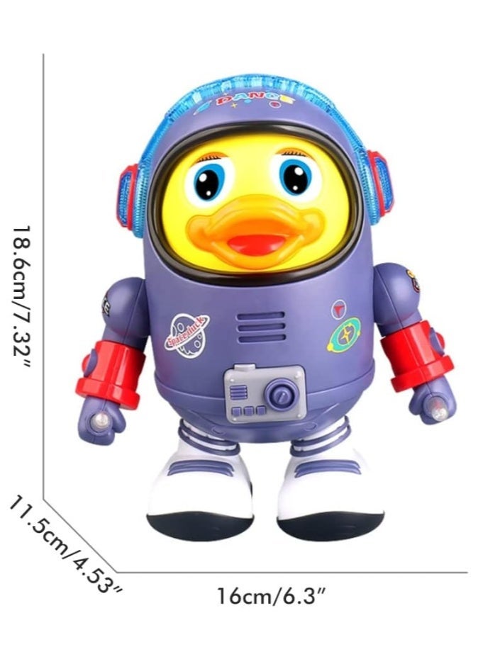 DAT Space Duck Dancing Robot Toy with LED Lights & Music, Swing Arms & Foot Movement, 18.6CM, Purple - Image 3