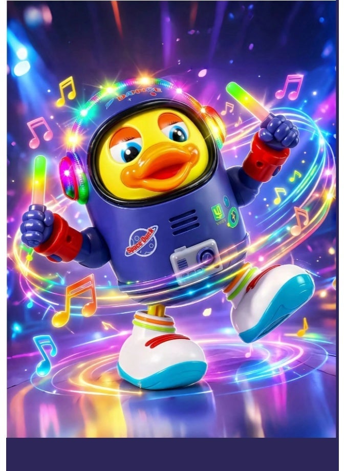 DAT Space Duck Dancing Robot Toy with LED Lights & Music, Swing Arms & Foot Movement, 18.6CM, Purple - Image 4