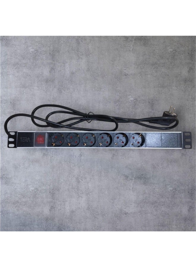 Metal Strip, 6 Outlets, 16A, 220V, 2M Cord, with Thermal and Ground Protection, for Home and Networking - Image 2