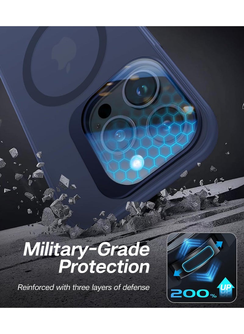 روك بو تنطبق على حالة فون 14 برو ماكس الهاتف المحمول مع كاميرا معدنية حامل [ المدمج في عدسة الكاميرا حامي 9H ] [ متوافق مع magsafe ] الصف العسكرية صدمة واقية شبه شفافة غير لامع المغناطيسي حالة الهاتف المحمول - Image 5