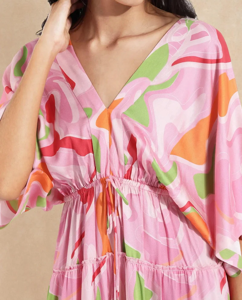 ريريزم Women's Abstract Print Fit And Flare Midi Dress