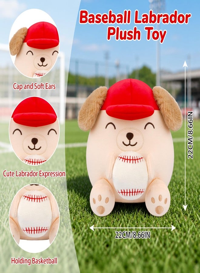 JIZWPOOM Baseball Labrador Plush Toy - 8inch Cute Labrador Stuffed Animal with Holding Baseball Stuffy, Soft Puppy Pillow Plush for Boys, Baseball Gifts Sport Fan Decorations Doll for Kids Girls - Image 2
