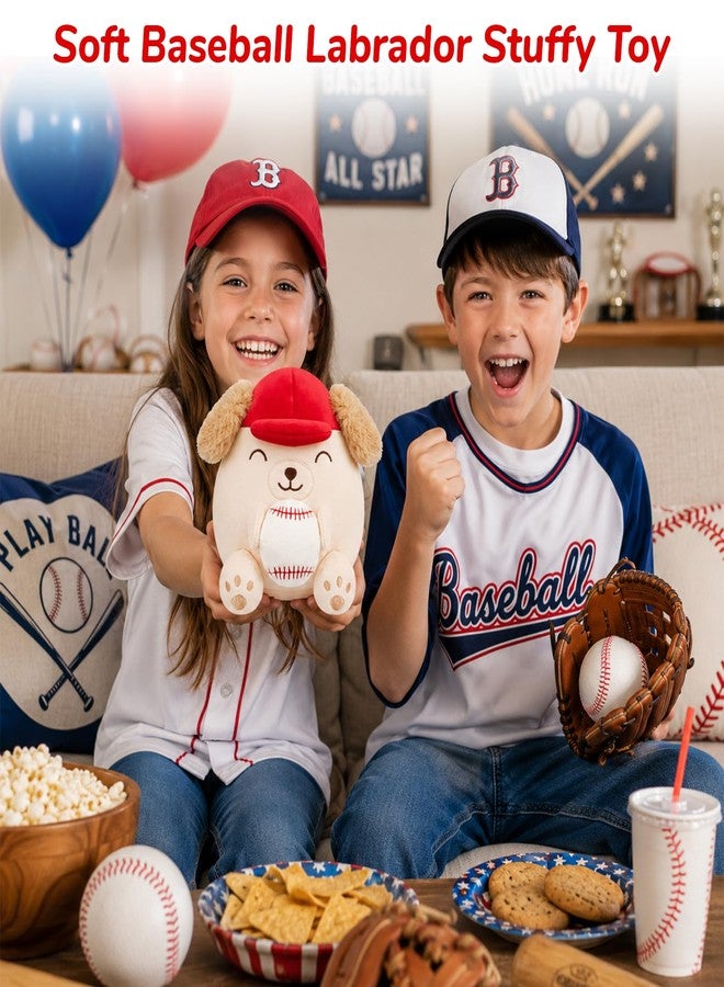 JIZWPOOM Baseball Labrador Plush Toy - 8inch Cute Labrador Stuffed Animal with Holding Baseball Stuffy, Soft Puppy Pillow Plush for Boys, Baseball Gifts Sport Fan Decorations Doll for Kids Girls - Image 3