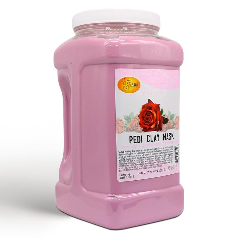 spa REDI SPA REDI - Clay Mask, Sensual Rose, 128 Oz - Pedicure and Body Deep Cleansing, Skin Pore Purifying, Detoxifying and Hydrating - Natural Bentonite Clay, Infused with 