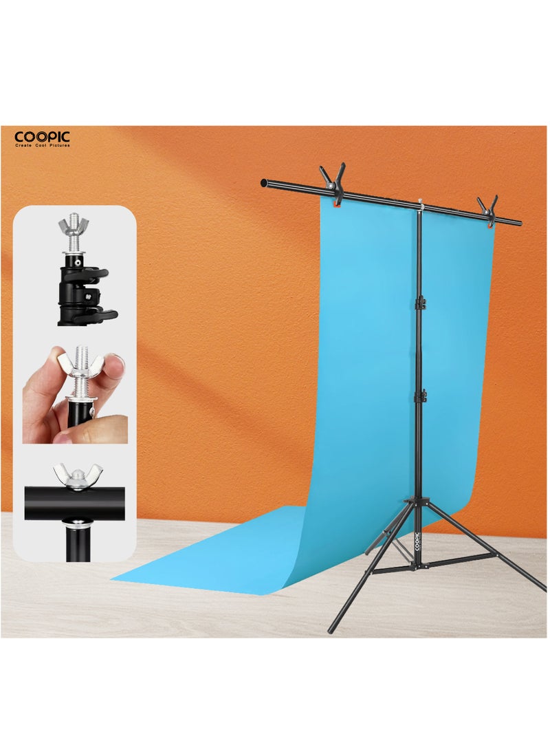 Coopic COOPIC Professional Studio Photography T'Shape Background Support Stand Kit: Adjustable 79inch/200cmTripod Stand with 33inch/83cm Crossbar and 2'pcs Clamps for Video Studio Photography  - Image 4